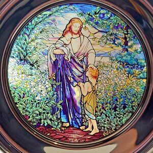 Louis Comfort Tiffany 1987 Christmas Plate Pewter 10” Oh Come Little Children No